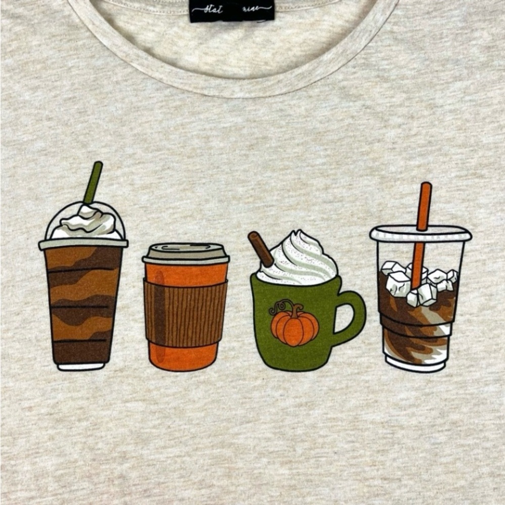 💙 STATE OF MINE Pumpkin Spice Latte Long Sleeve Graphic Tee Coffee Mom Starbucks